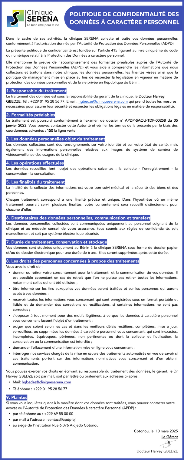 Politique de confidentialité